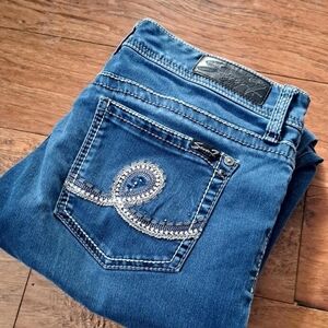 Seven7 Women's Blue Jeans with Decorative Stitching